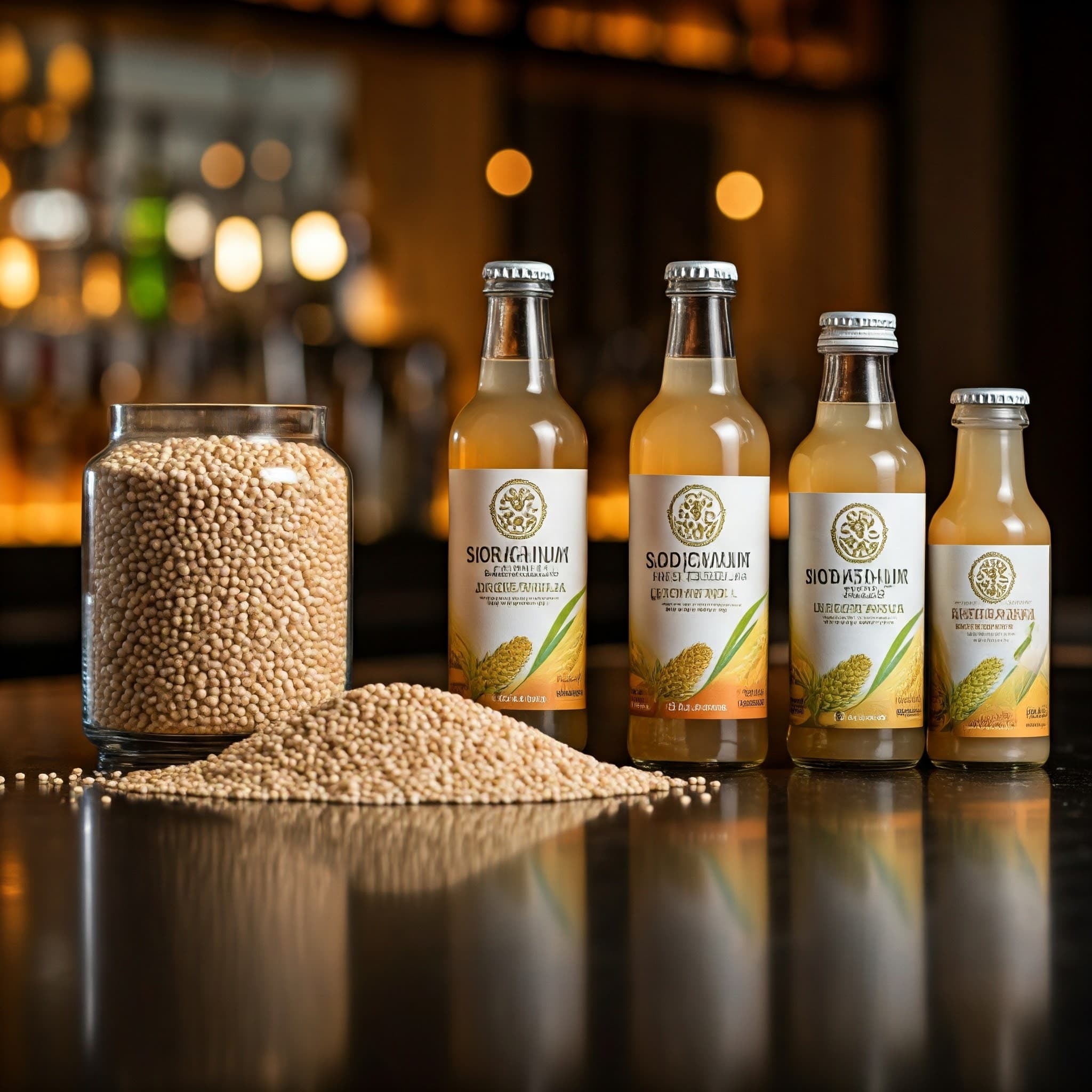 مشروبات غير كحولية مصنوعة من السورغم (صورة تم إنشاؤها بواسطة الذكاء الاصطناعي)