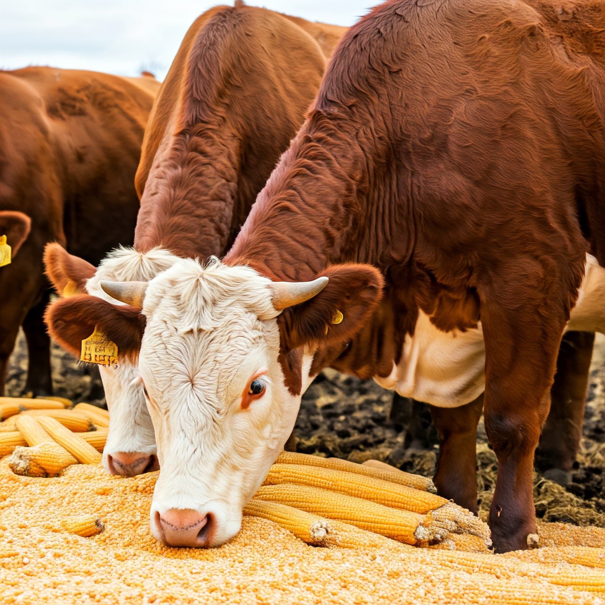 Cattle Feeding on Nutritious, Cracked Maize (AI-generated Image)