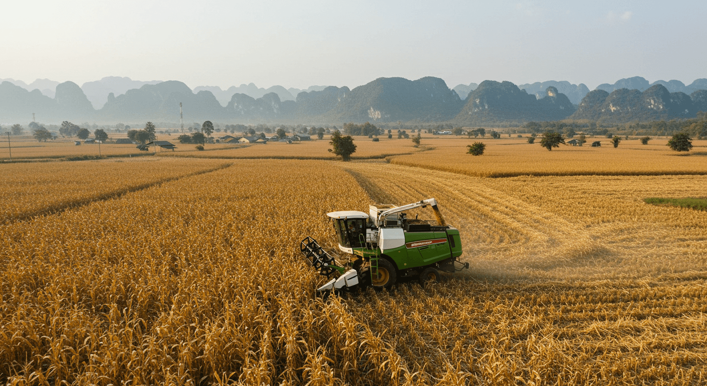 Mechanized Maize Harvest in Thailand (AI-Generated Image)