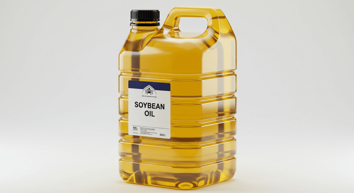 Soybean oil in a 50 L jerrican (AI-generated image)