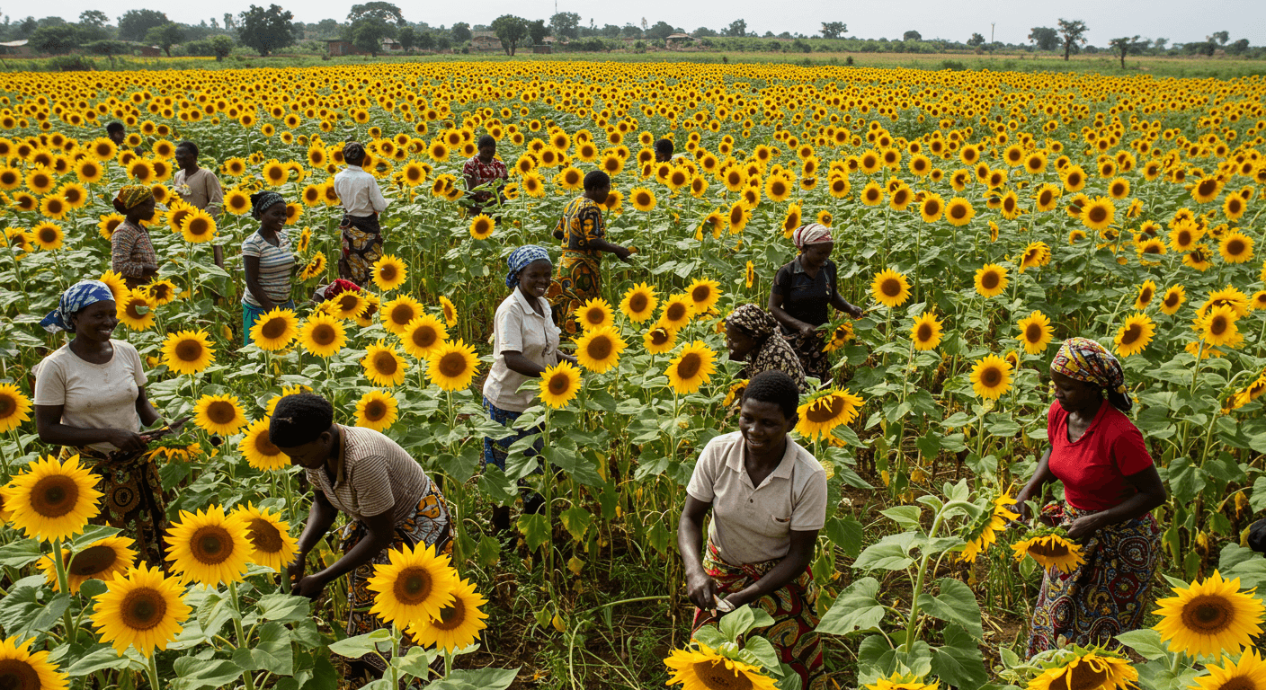 Tansanische Bauern ernteten Sonnenblumen (KI-generiertes Bild)