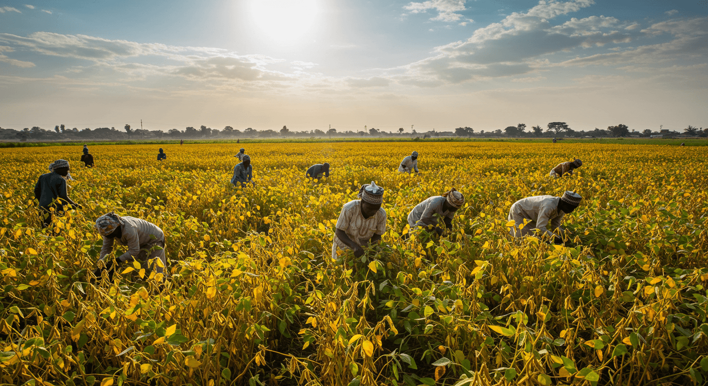Non-GMO soybean harvest in Nigeria (AI-generated image)