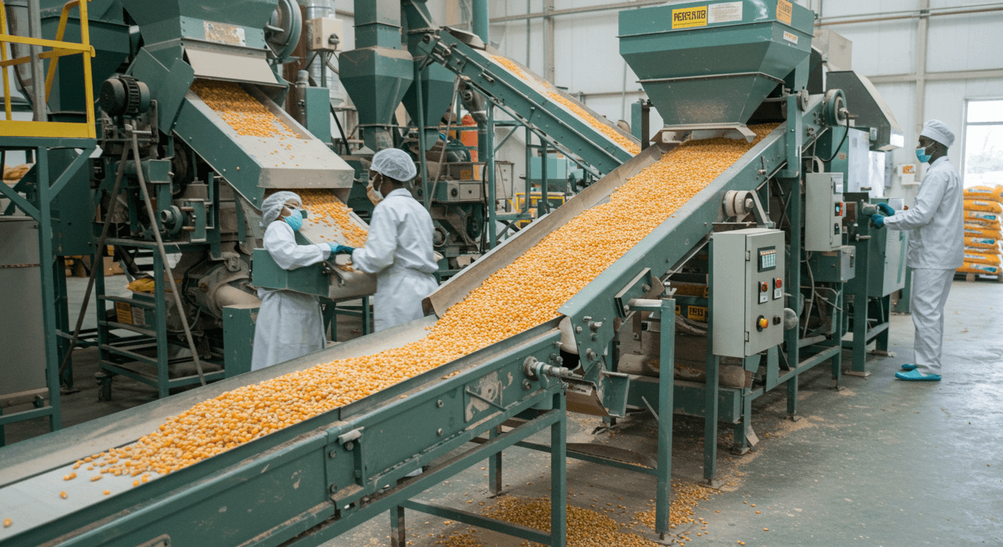 Maize flour production line (AI-generated image)