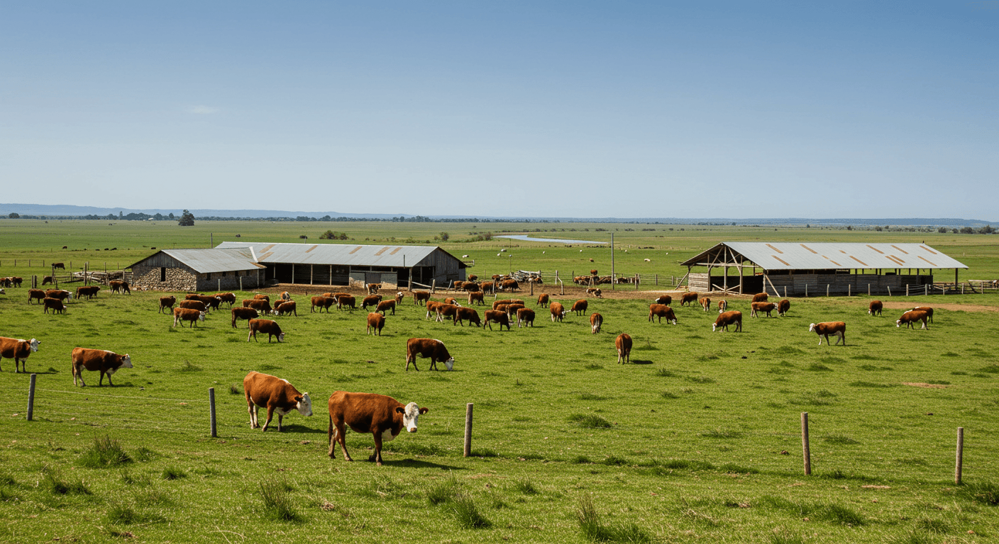 Una granja de ganado en Argentina (imagen generada por IA)