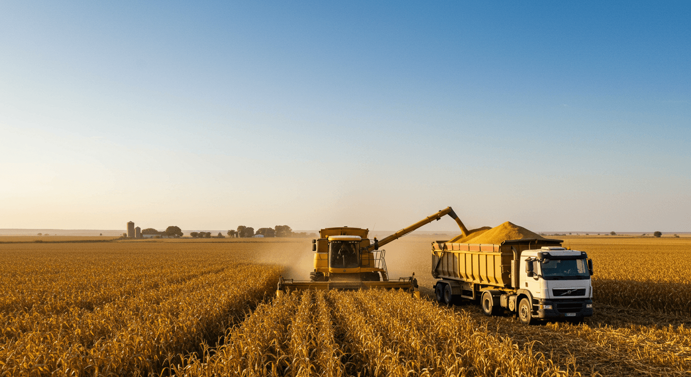 حصاد الذرة في الأرجنتين (صورة مولَّدة بواسطة الذكاء الاصطناعي)
