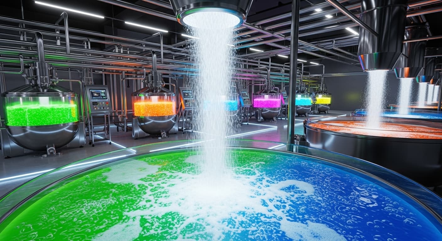 Penggunaan gula ICUMSA 45 dalam produksi minuman energi (gambar yang dihasilkan oleh AI).